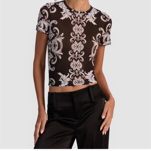 Alice + Olivia Black and White Baroque Crop Top